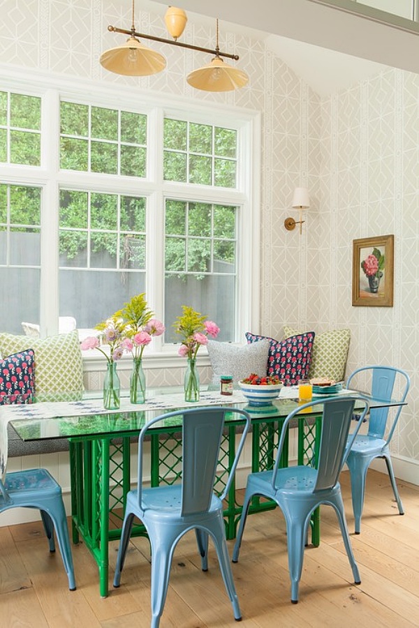 bright and cheery colorful dining nook
