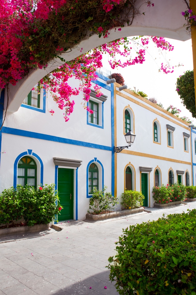 Colonial style white houses on the Canary Islands