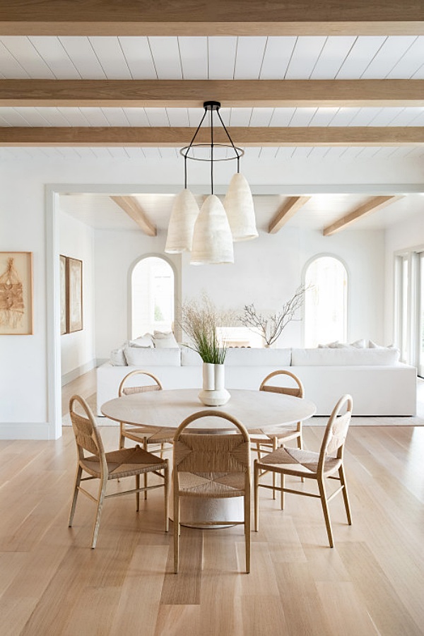 Scandinavian style dining room in wood and white