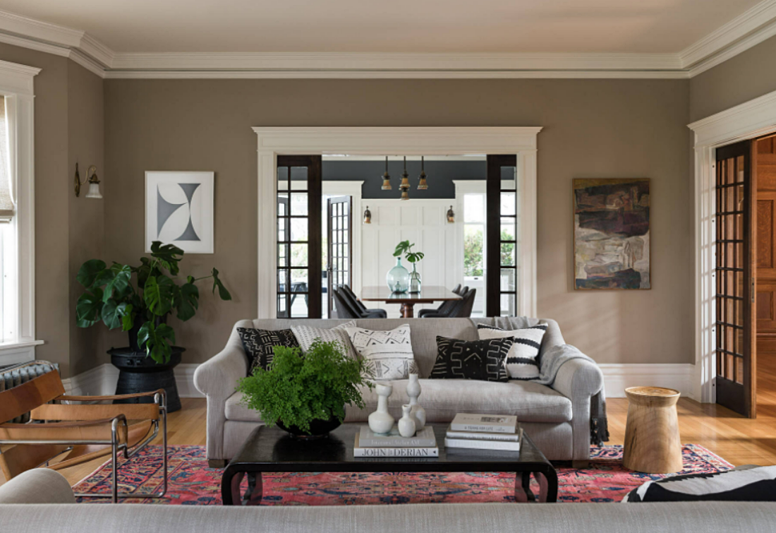 Tudor living room in earth tones