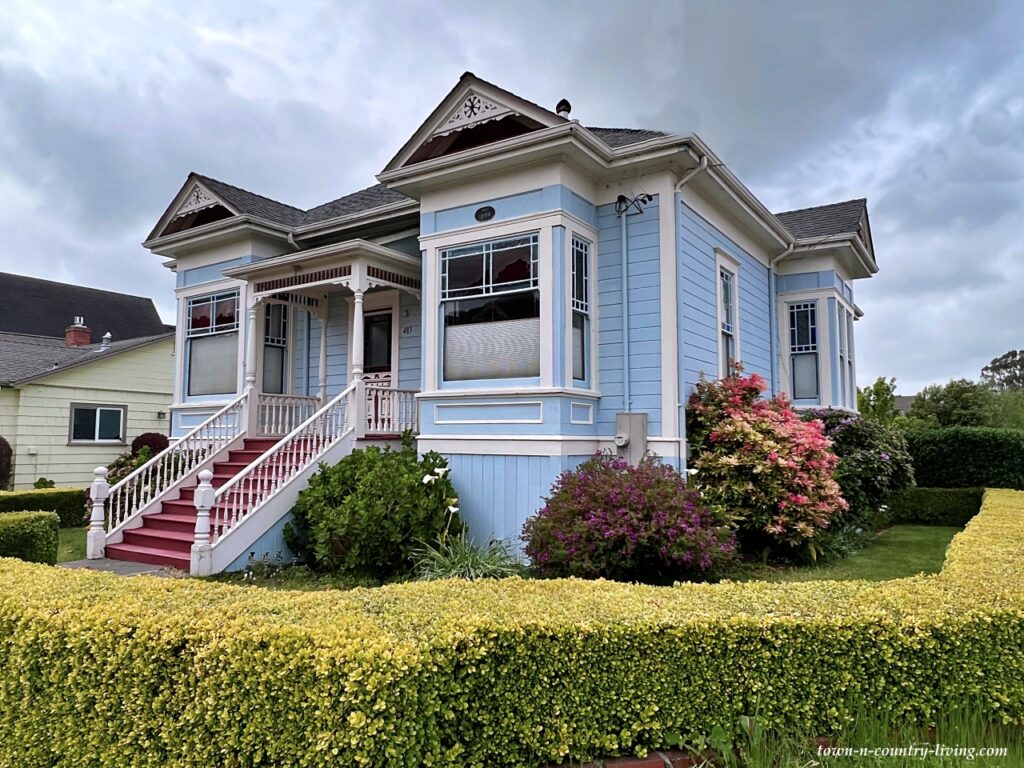 Light blue Victorian home in California