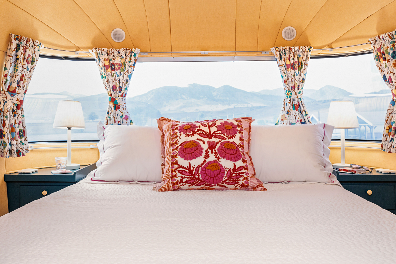 Colorful bedroom in a camper