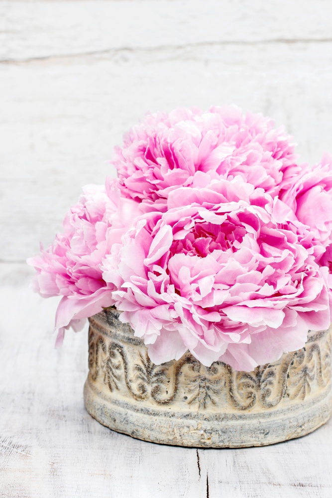 Bouquet of pink peonies. Spring decoration