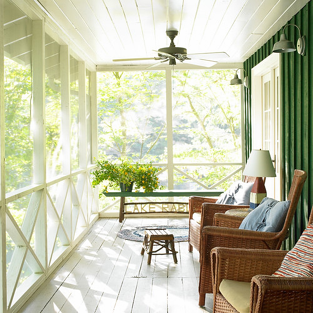 screened porch on renovated lake cottage