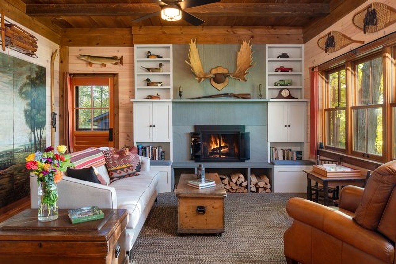 Vermont lake cabin living room