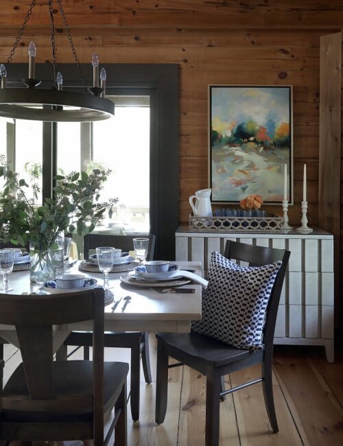 wood-planked dining room