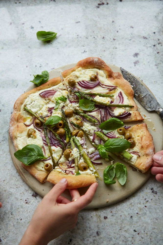 Asparagus Pizza from the Orchard cookbook