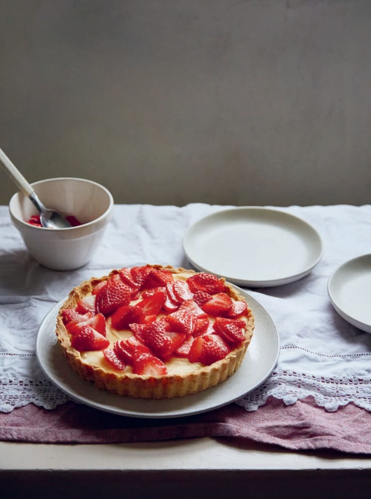 Strawberry and Clotted Cream Custard Tart - from the Orchard cookbook