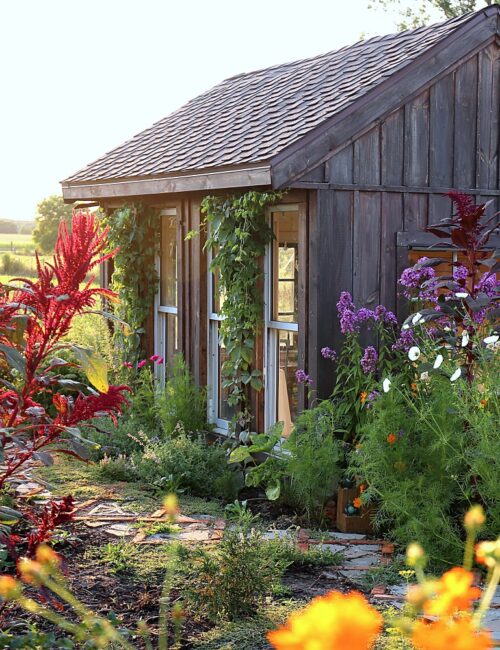 garden shed in fall