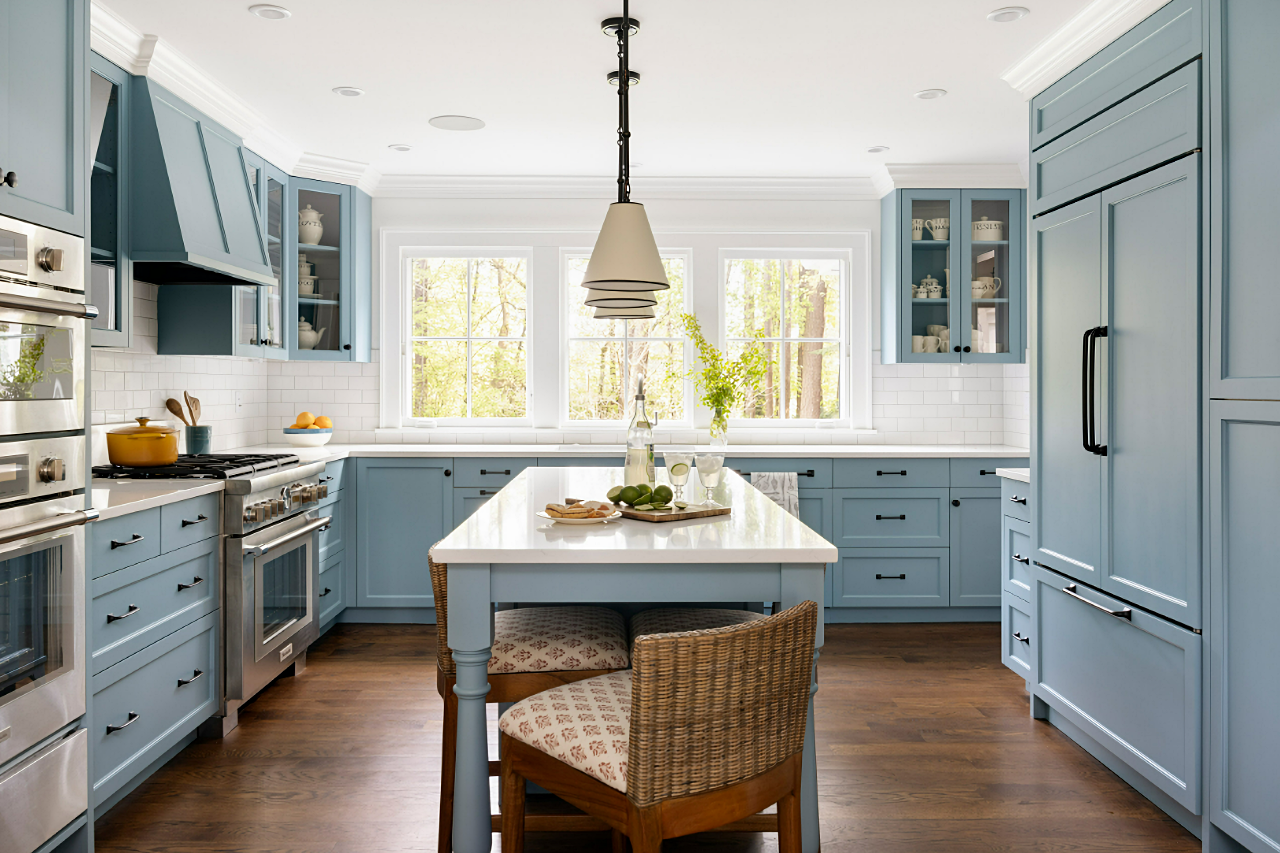 country blue kitchen cabinets