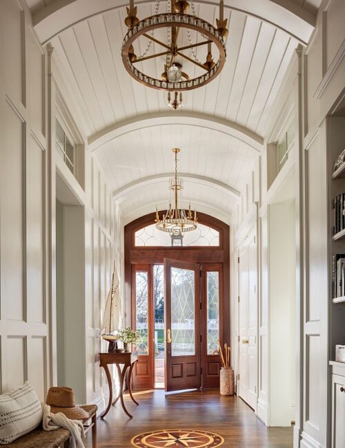 luxury home entryway with arched ceilings