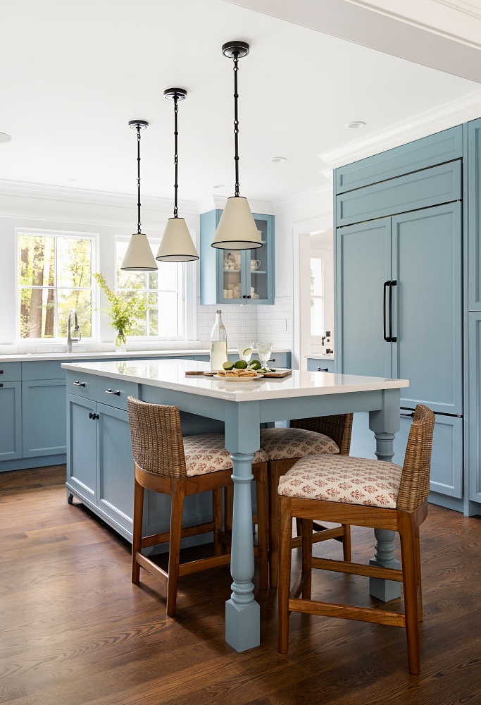 country blue kitchen cabinets