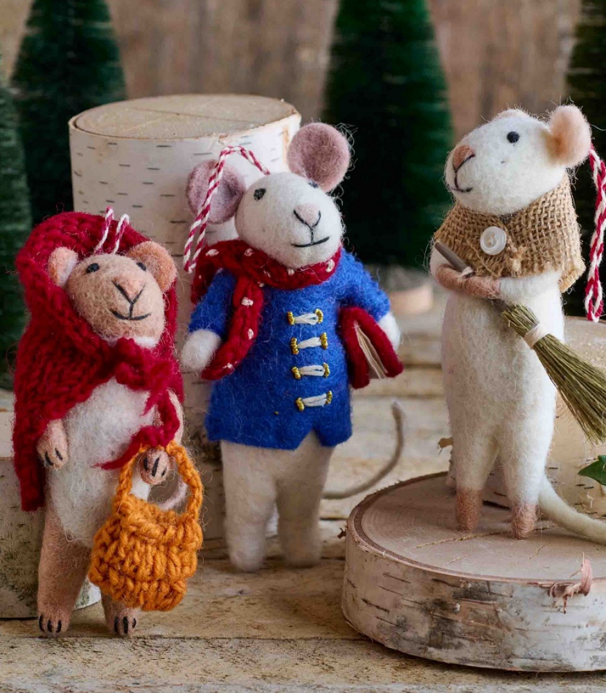 Felt Christmas mice ornaments from Pottery Barn