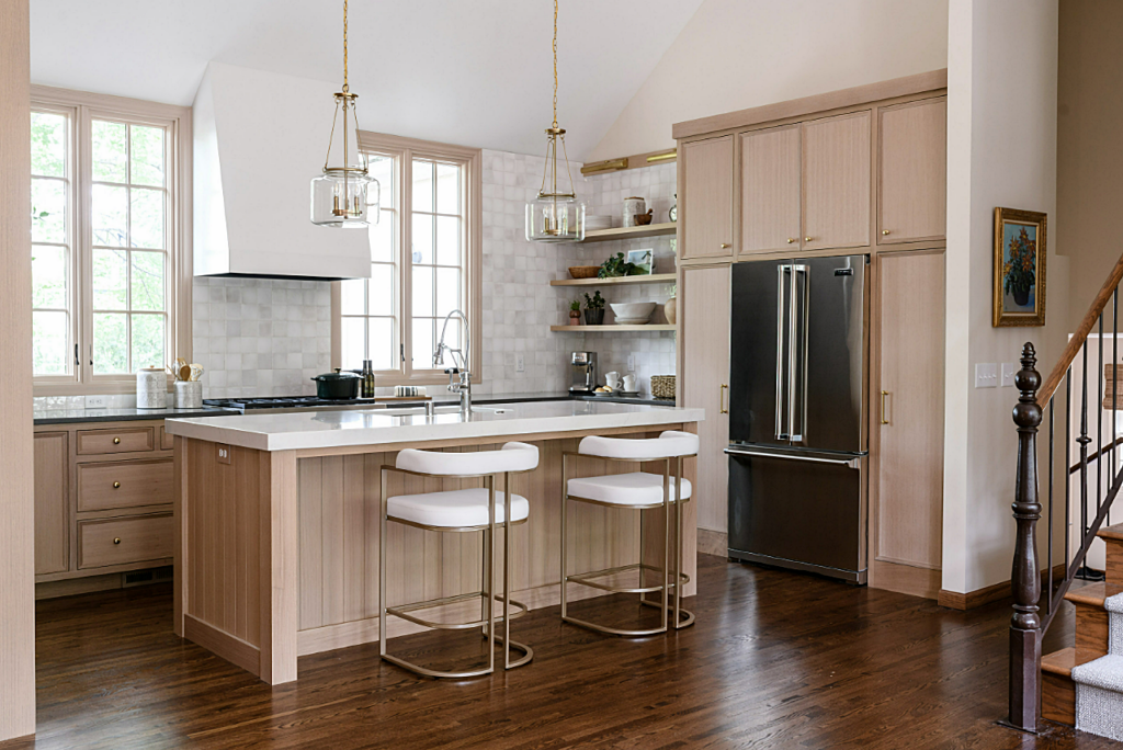 Classy Coastal Style Kitchen with Gold Accents