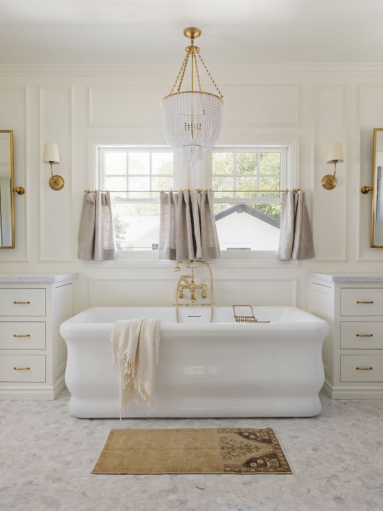 Elegant traditional white bathroom in classic home