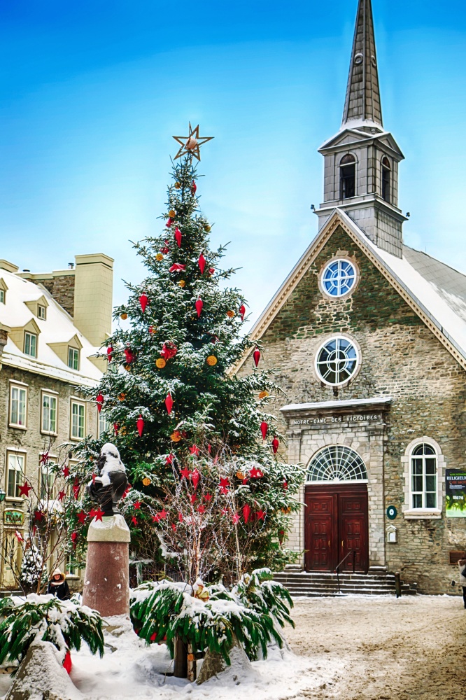 Quebec, Canada - Christmas tree on Rue du Pet