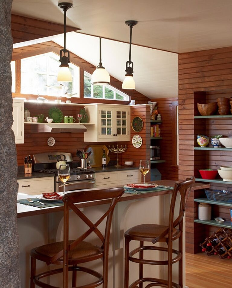 Cabin style kitchen in a Portland, Maine home