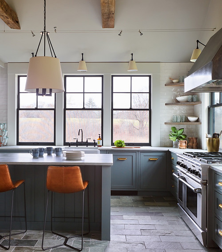 A Modern Country Kitchen in Beautiful Blue-Gray Tones