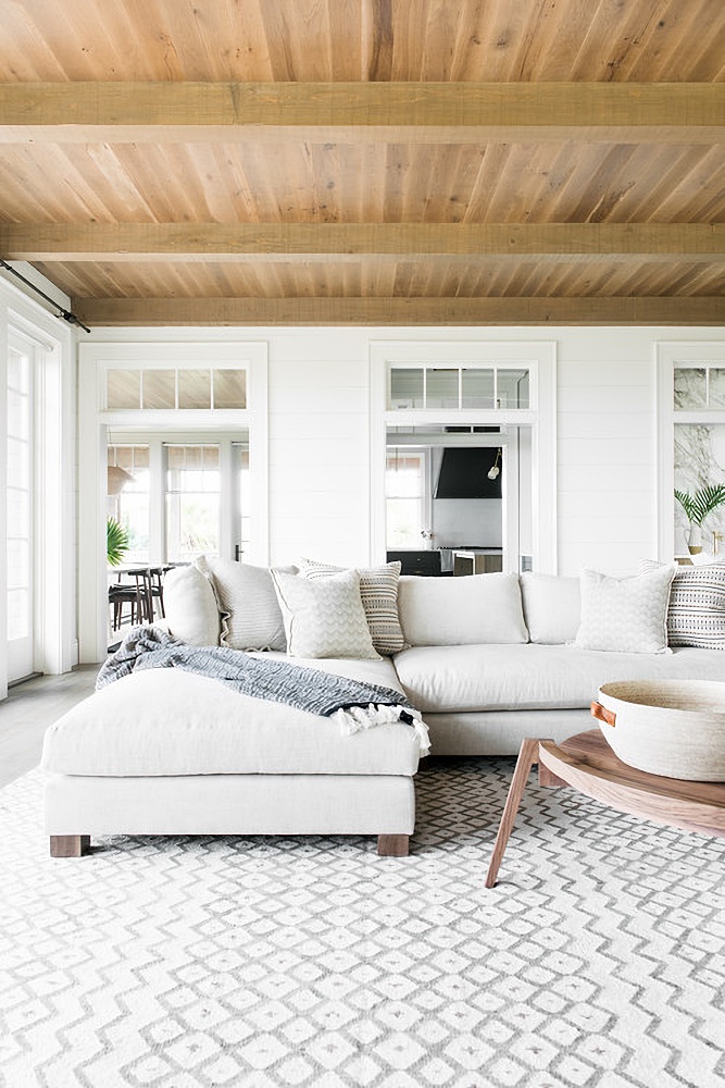 white and wood family room