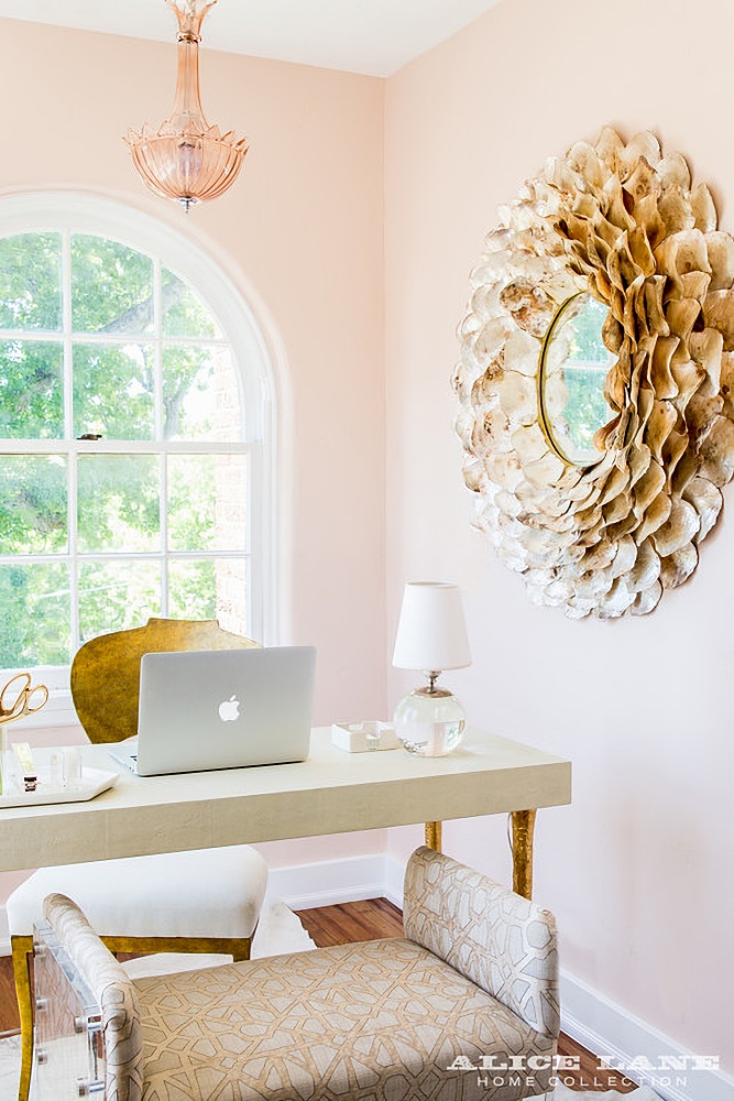 pink home office details