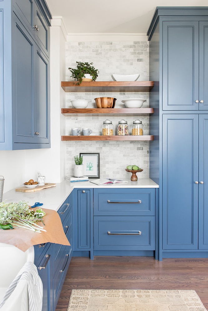 Blue and white modern country kitchen