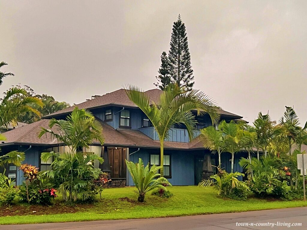 Blue gray house in Princeville, Kauai - Hawaii