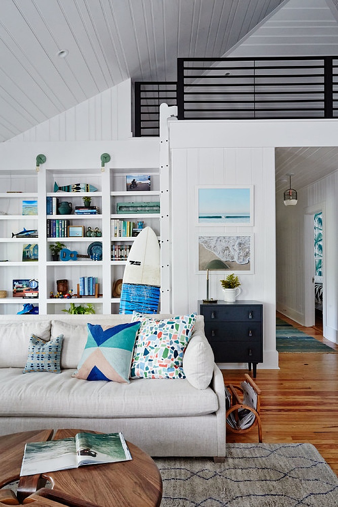 Beach Bungalow Living Room - blue and white