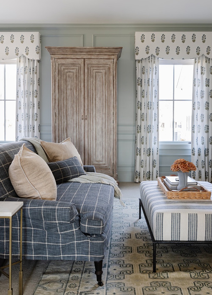 mixed patterns in a country style bedroom