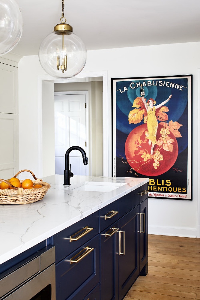 modern art poster in kitchen