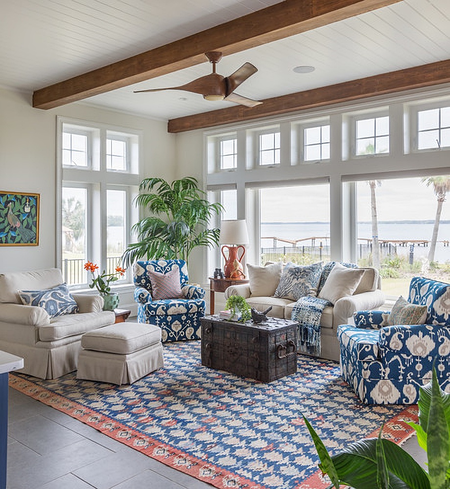 Coastal lake living room