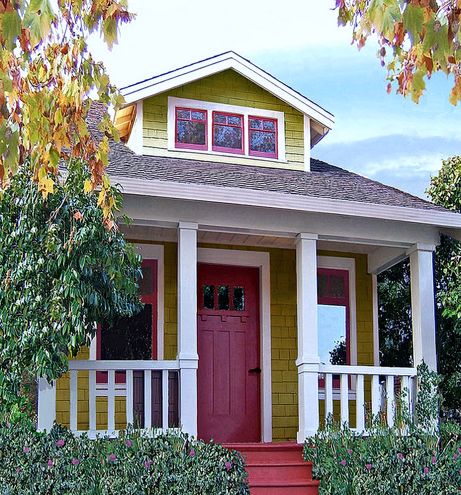 colorful bungalow with curb appeal