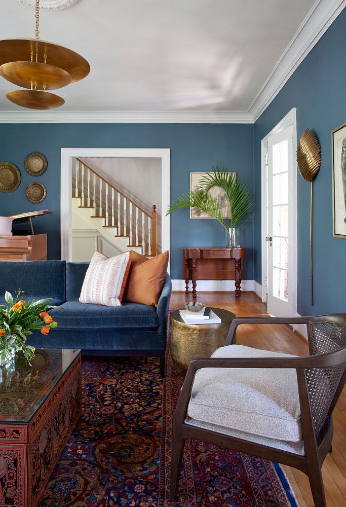 Eklektisches Zuhause – blaue Wohnzimmer