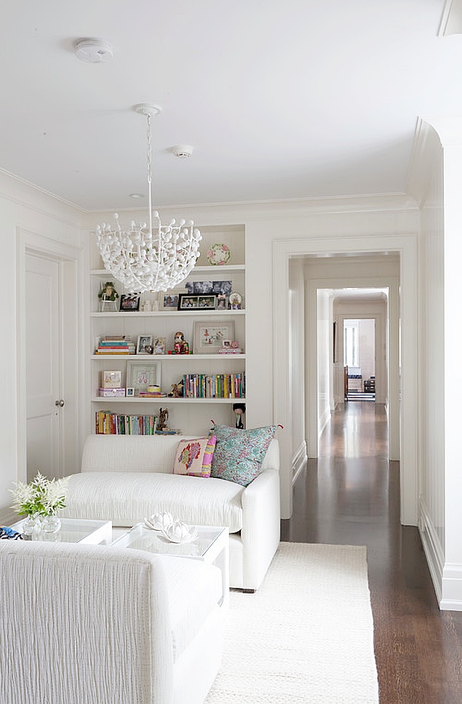 transitional white living room