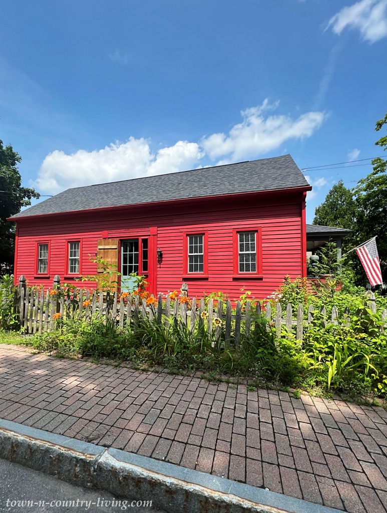 Red historic house in Kennebunk, Maine