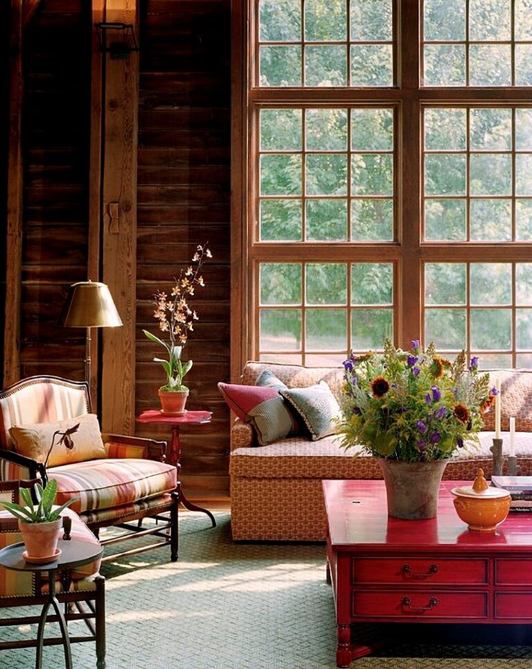 living room in a renovated barn