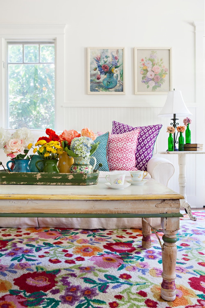 bright and colorful floral rug