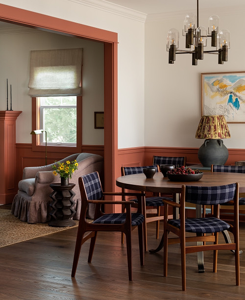 Rust and navy eclectic dining room