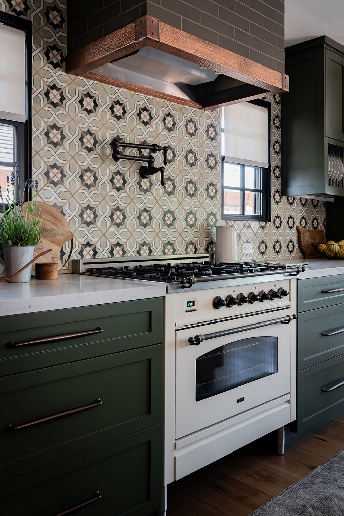 vintage stove in craftsman style kitchen