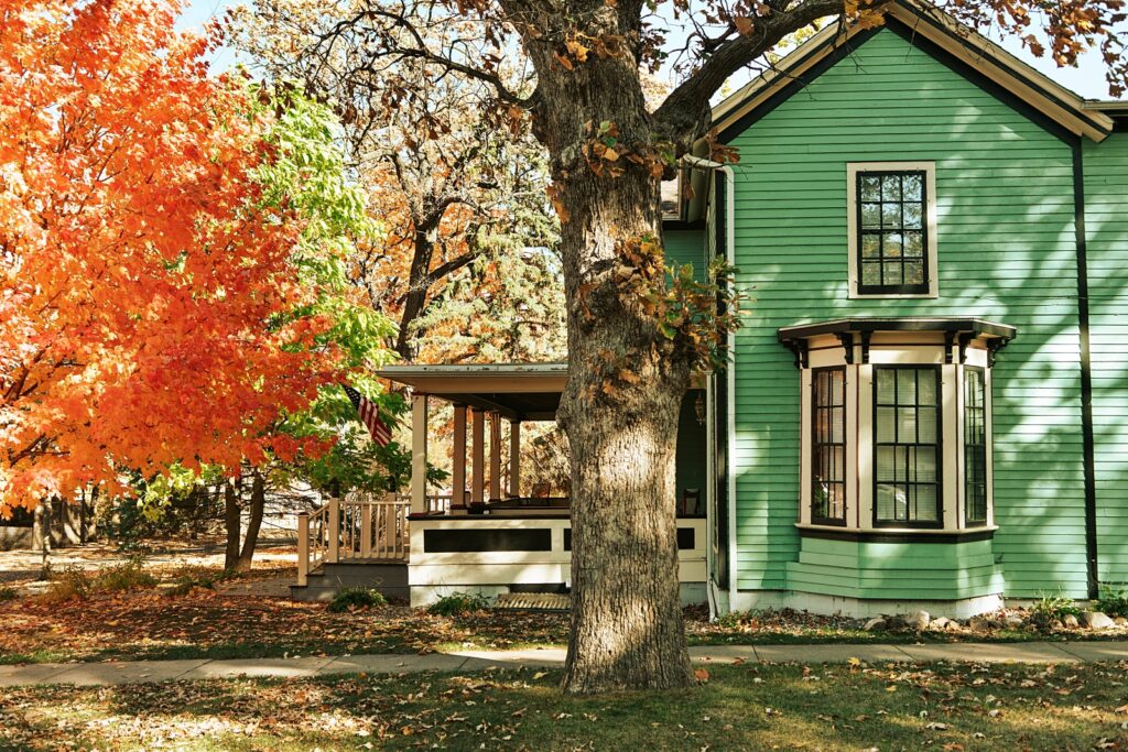 cozy cottages in fall - historic green house