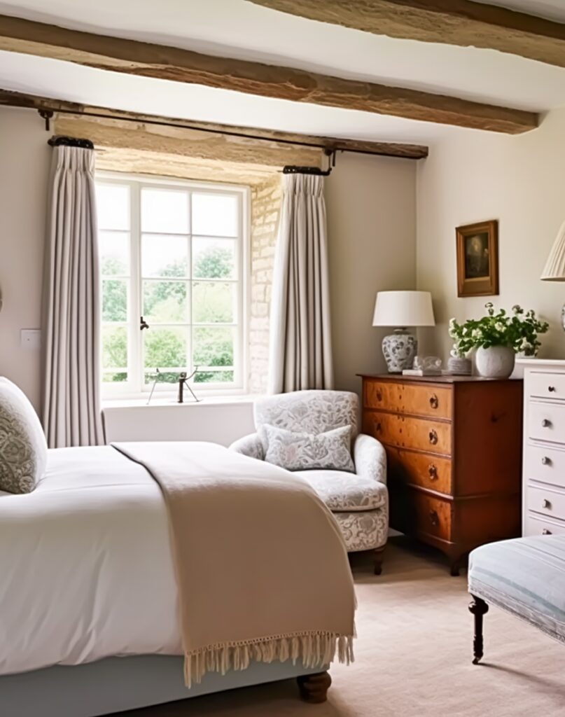 muted tones in traditional English bedroom