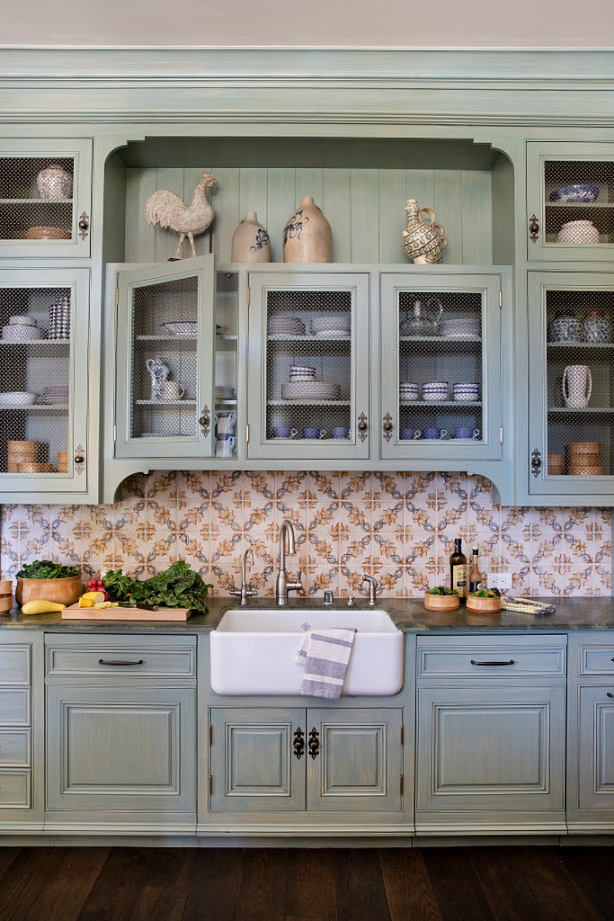 soft blue kitchen cabinets