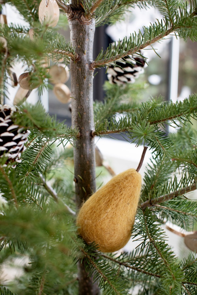 felted pear Christmas ornament
