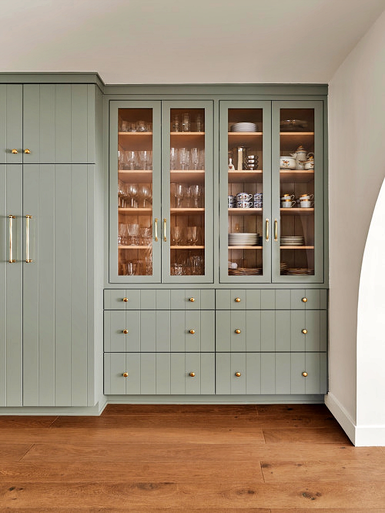 built-in China hutch in kitchen