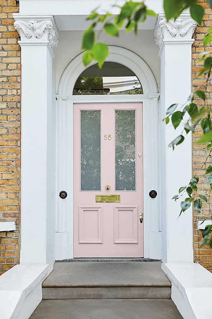Pale pink Edwardian front door