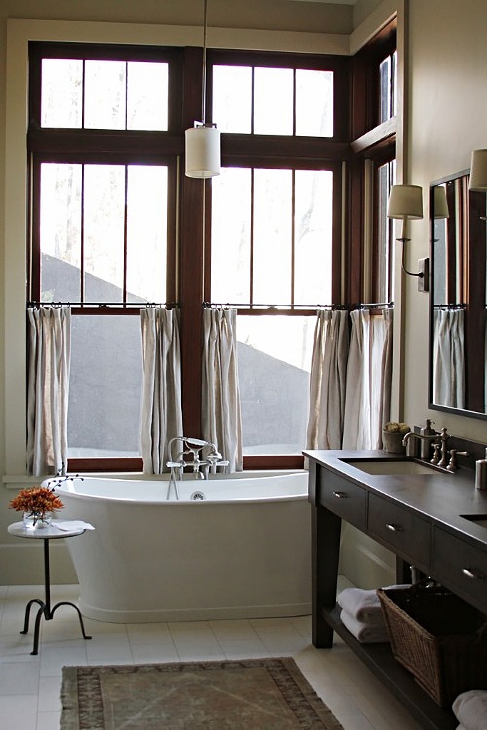 neutral bathroom with free standing tub