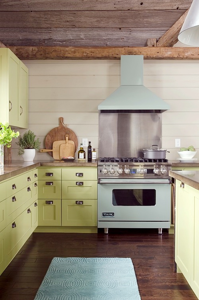 spring green and pale blue kitchen