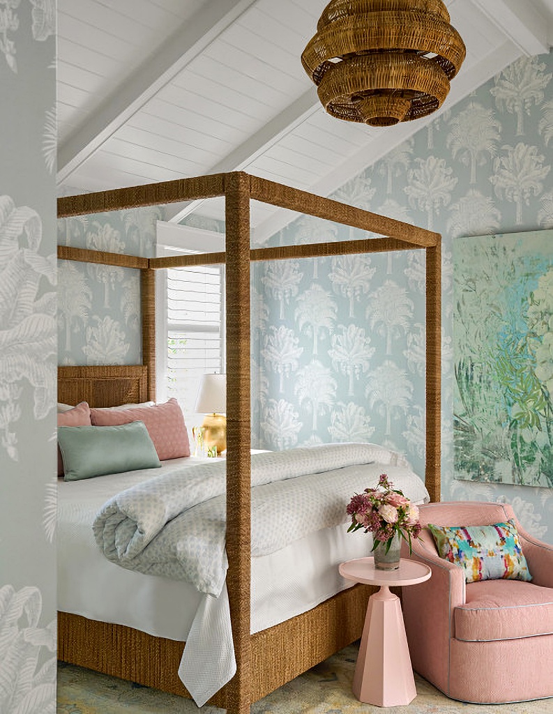serene master bedroom with poster bed