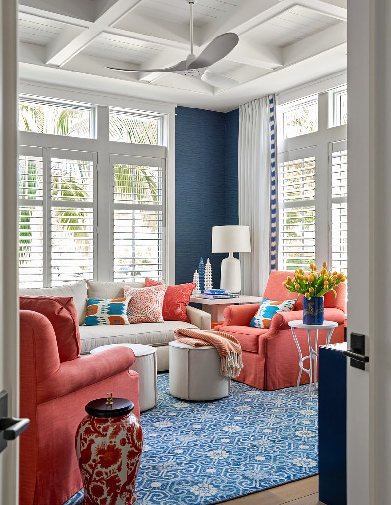 blue and coral family room