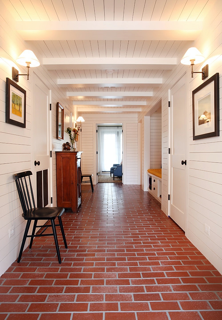 brick floor in old house hallway