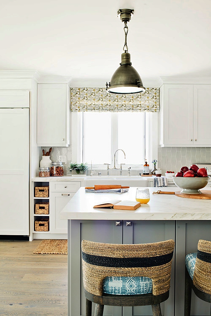 coastal style kitchen in gray and white